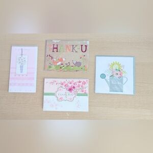 Set of 4 "Thank You" Cards & Envelopes - Whimsical, Glam, Rhinestones, Glitter
